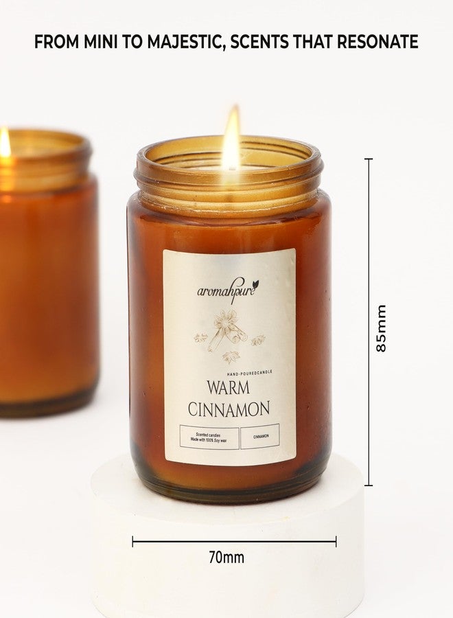 Aromahpure Premium Black Screw Jar Candle | Cinnamon Scented Candle | 100% Soy Wax, Smokeless Candle | Pack of 1 | Long Lasting Aroma Candles| Scented Candles for Home Decor, IFRA Certified - Image 2